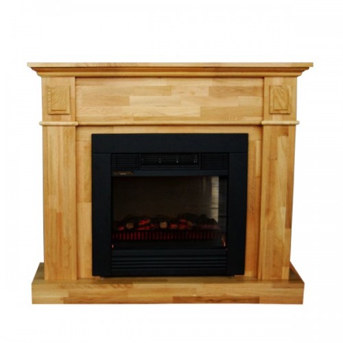 Semineu electric, cu aeroterma 2000 W, din MDF stejar, 90 x 80,5 x 26 cm